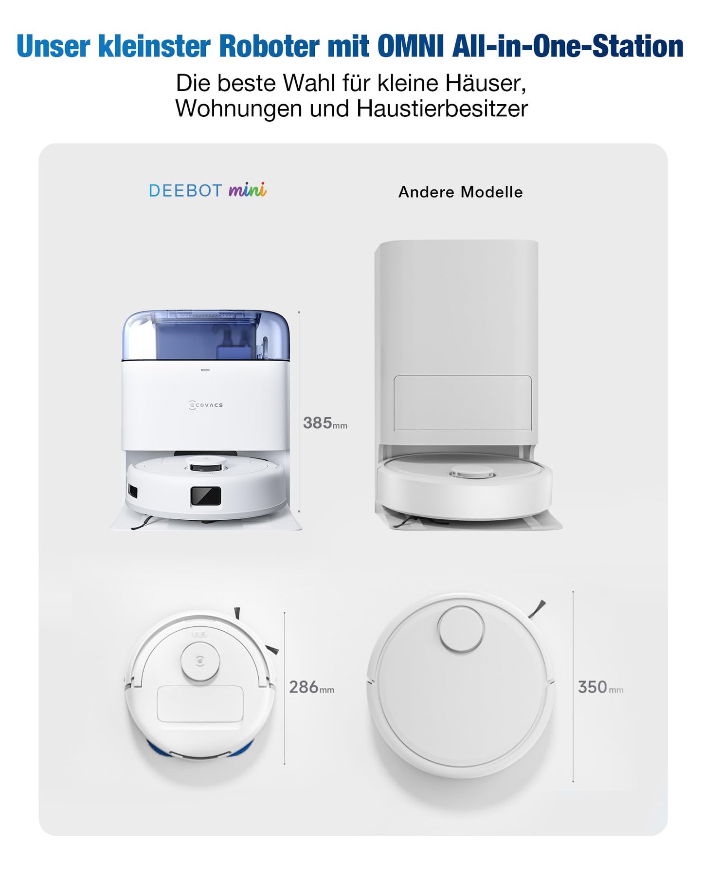 ECOVACS DEEBOT Mini – Saug- und Wischroboter mit 9.000 Pa, LiDAR, Selbstreinigung & Anti-Haar-Technologie