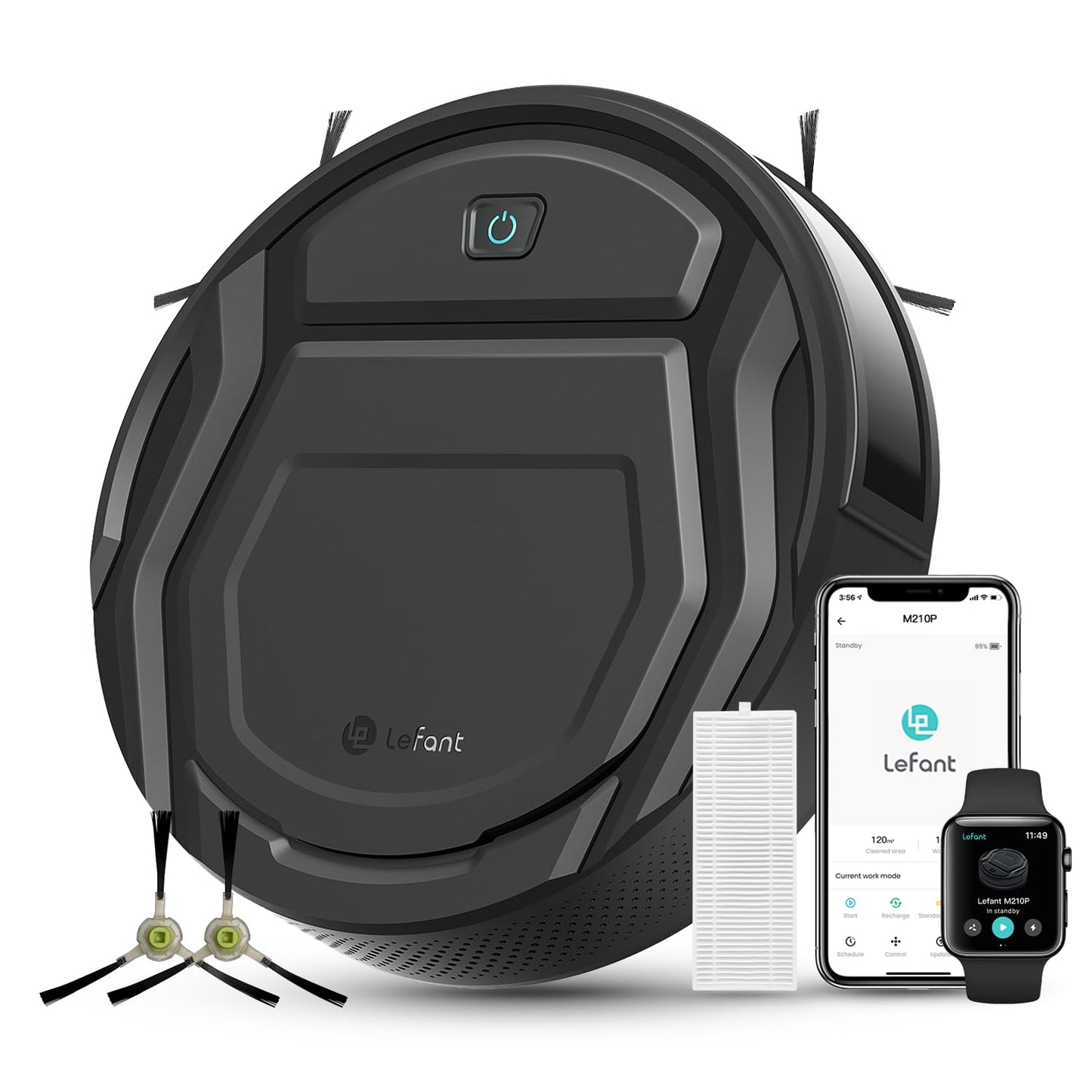 LEFANT M210P Superschlanker Saugroboter – WLAN & Alexa-kompatibel, Selbstaufladend, Leise für Teppiche, Tierhaare & Hartböden