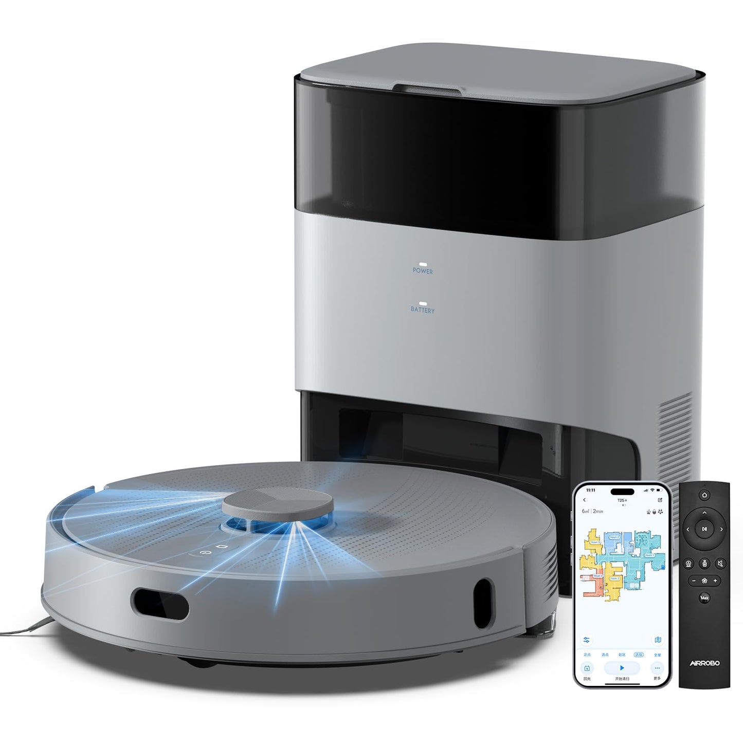 AIRROBO T25+ Saug- und Wischroboter mit Absaugstation – 5500 Pa, LiDAR Navigation