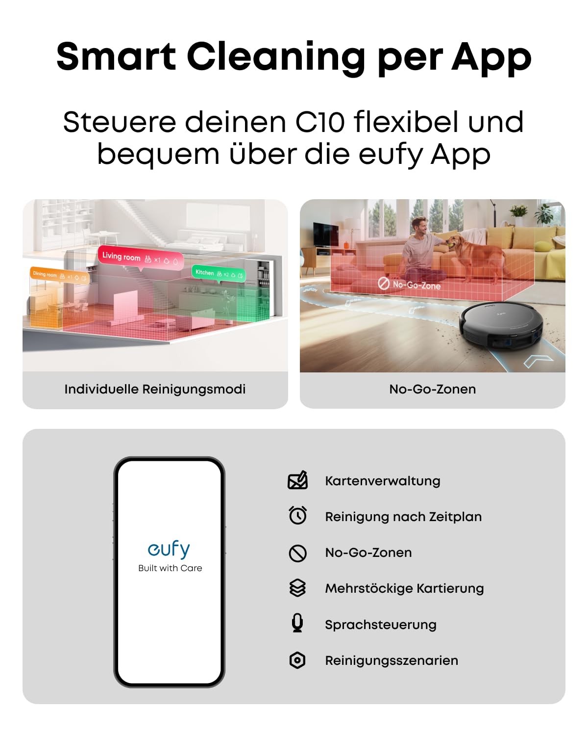 eufy C10 Saugroboter mit Automatischer Absaugstation, Ultraflach