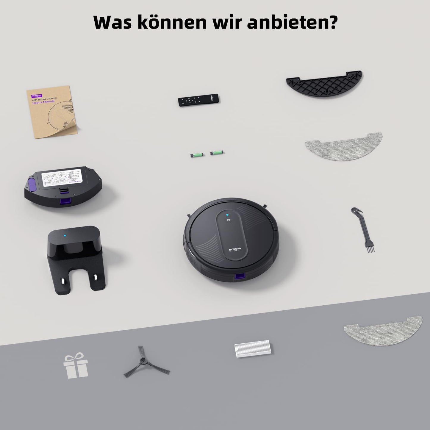 MONSGA 3-in-1 Saug- und Wischroboter, 3000 Pa, WiFi, 140 Min