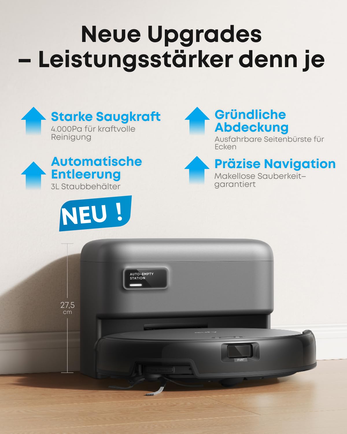eufy C10 Saugroboter mit Automatischer Absaugstation, Ultraflach
