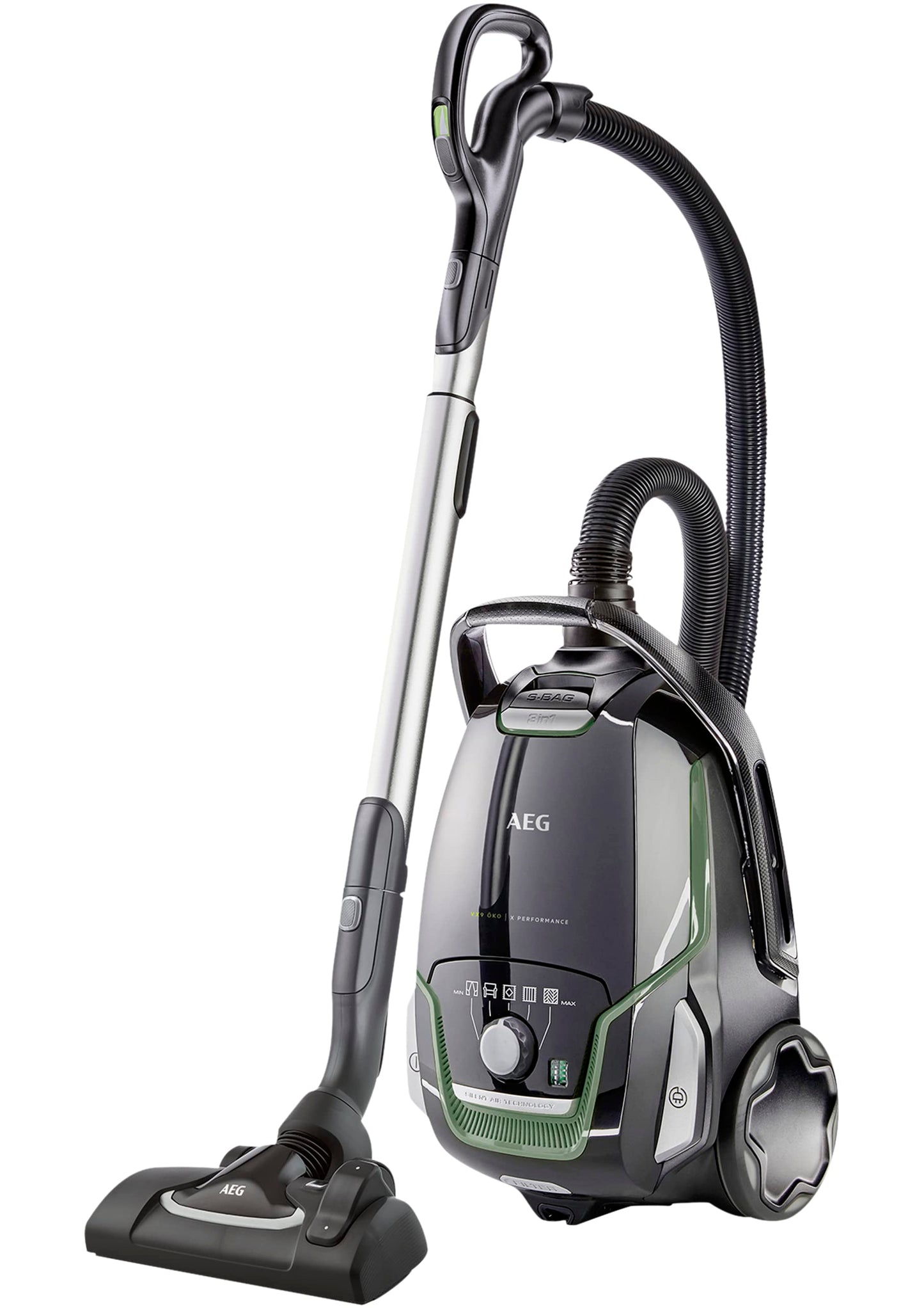 AEG VX9-2-ÖKO Staubsauger mit Beutel – 850 W, 5 L Volumen, 65 dB, 12 m Aktionsradius, Nachhaltig, Inklusive Zusatzdüsen