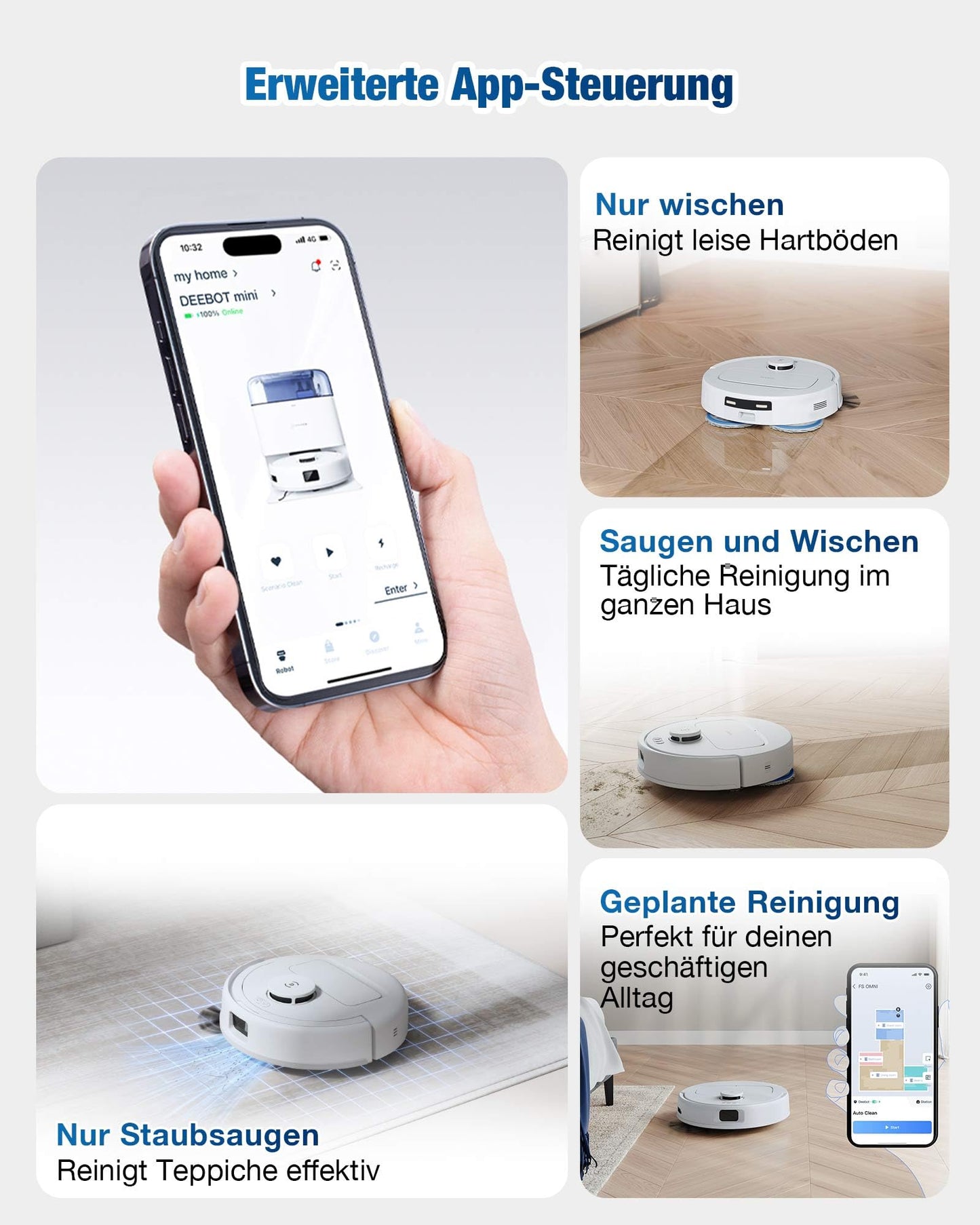 ECOVACS DEEBOT Mini – Saug- und Wischroboter mit 9.000 Pa, LiDAR, Selbstreinigung & Anti-Haar-Technologie