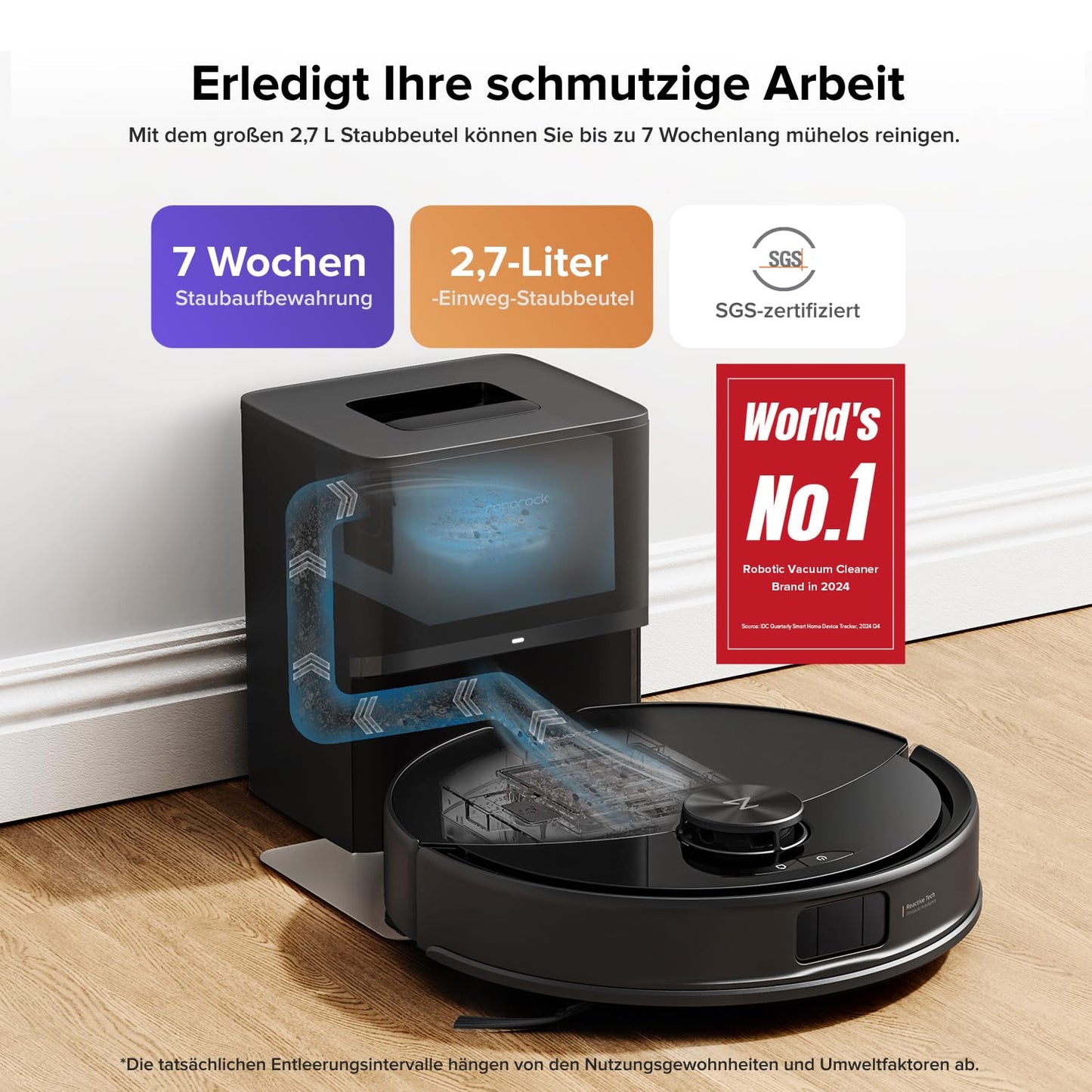 Roborock Q10 S5+ Saug- und Wischroboter, 10.000 Pa, Selbstentleerend