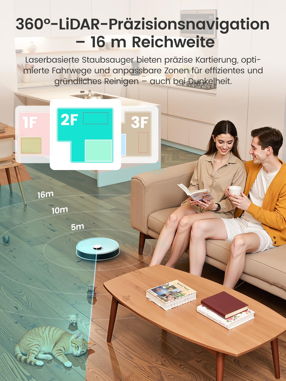 LEFANT M3 Gen2 Saugroboter 3-in-1 – 12.000 Pa, Wischfunktion, LiDAR, Selbstentleerung, App-Steuerung