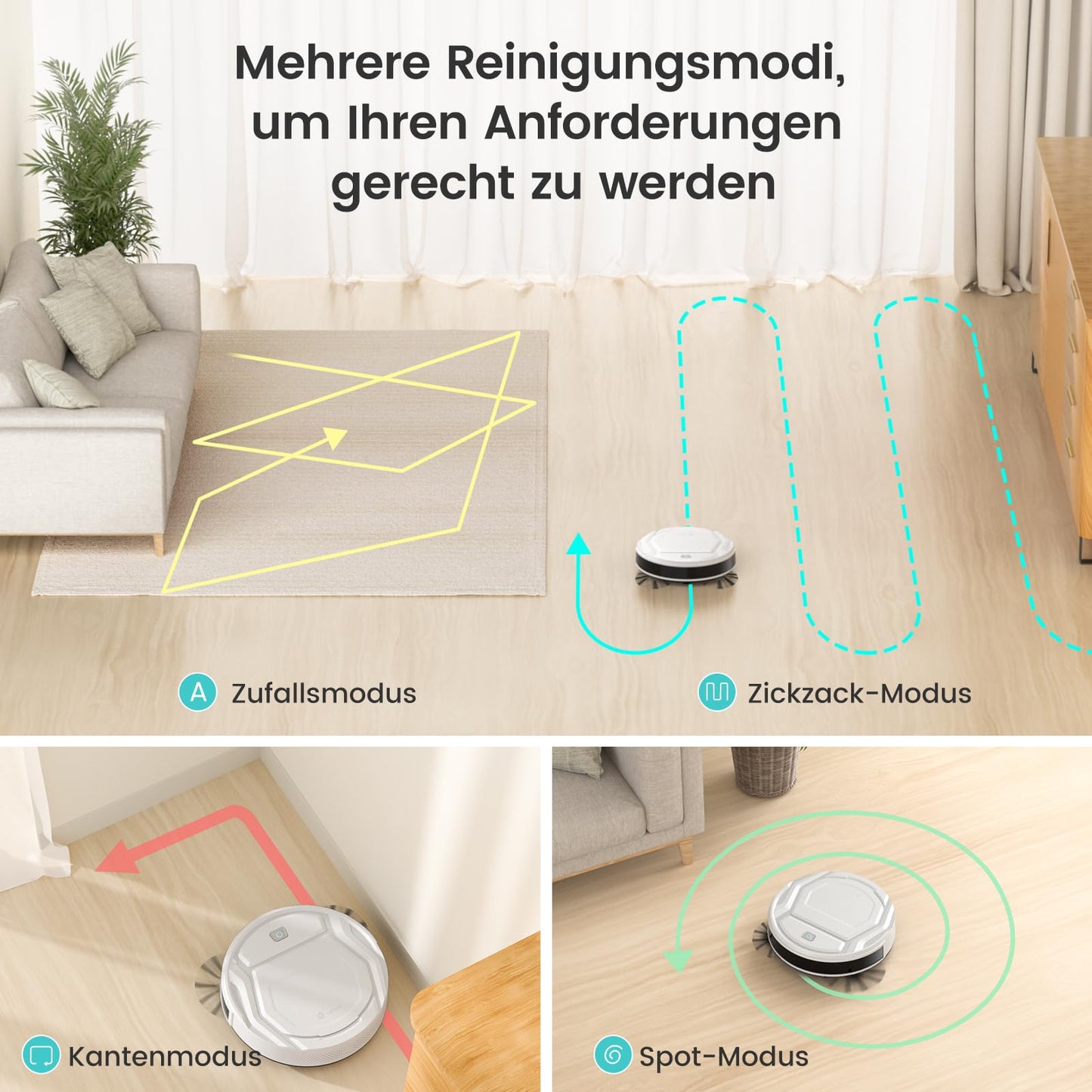 LEFANT M210 Superschlanker Saugroboter – 500 ml, WLAN, Alexa & App-Steuerung, Leise, für Tierhaare