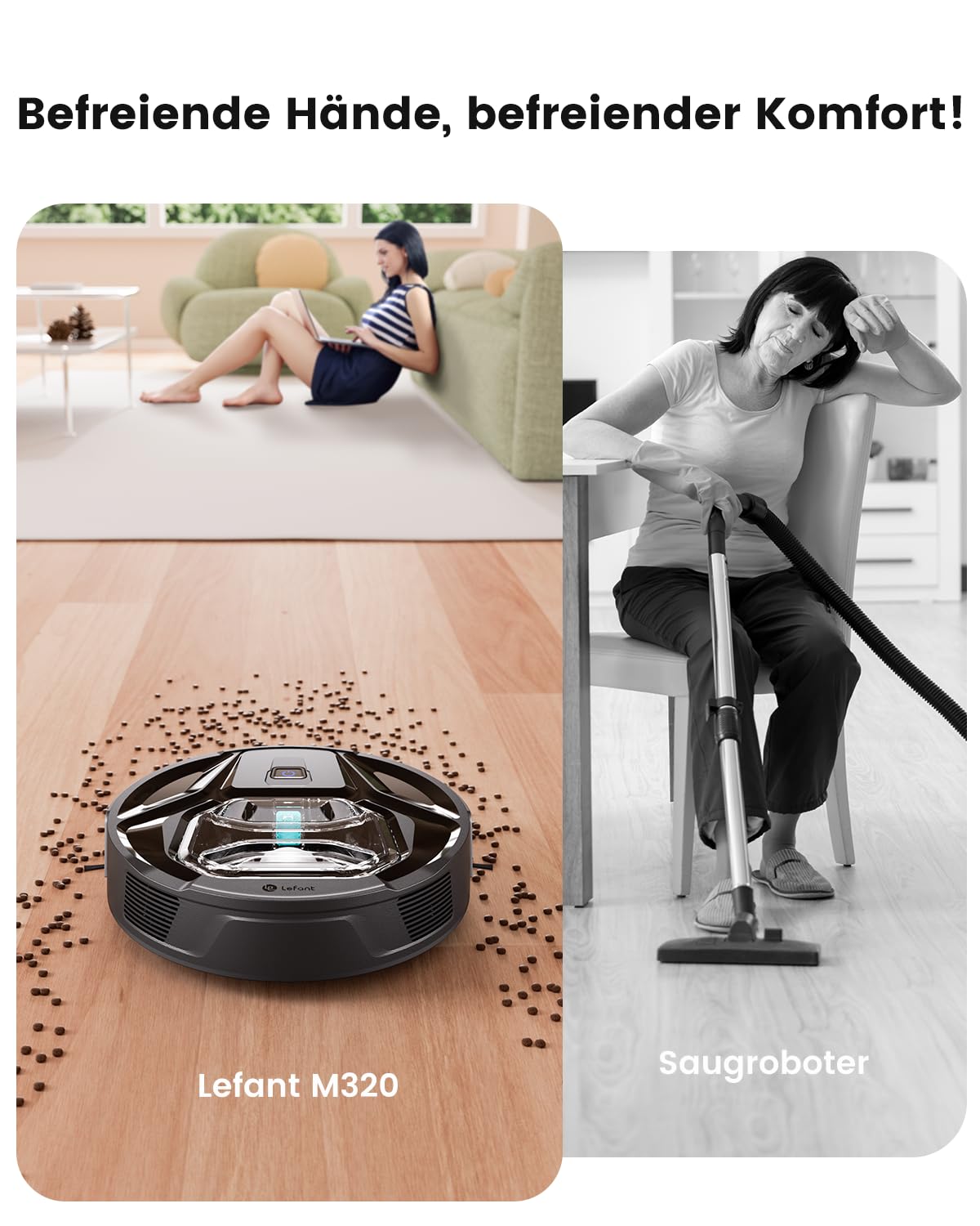 LEFANT M320 Saugroboter 3-in-1 – 6000Pa, Wischfunktion, App & Alexa, 210 Min Laufzeit, Ideal für Tierhaare & Teppiche