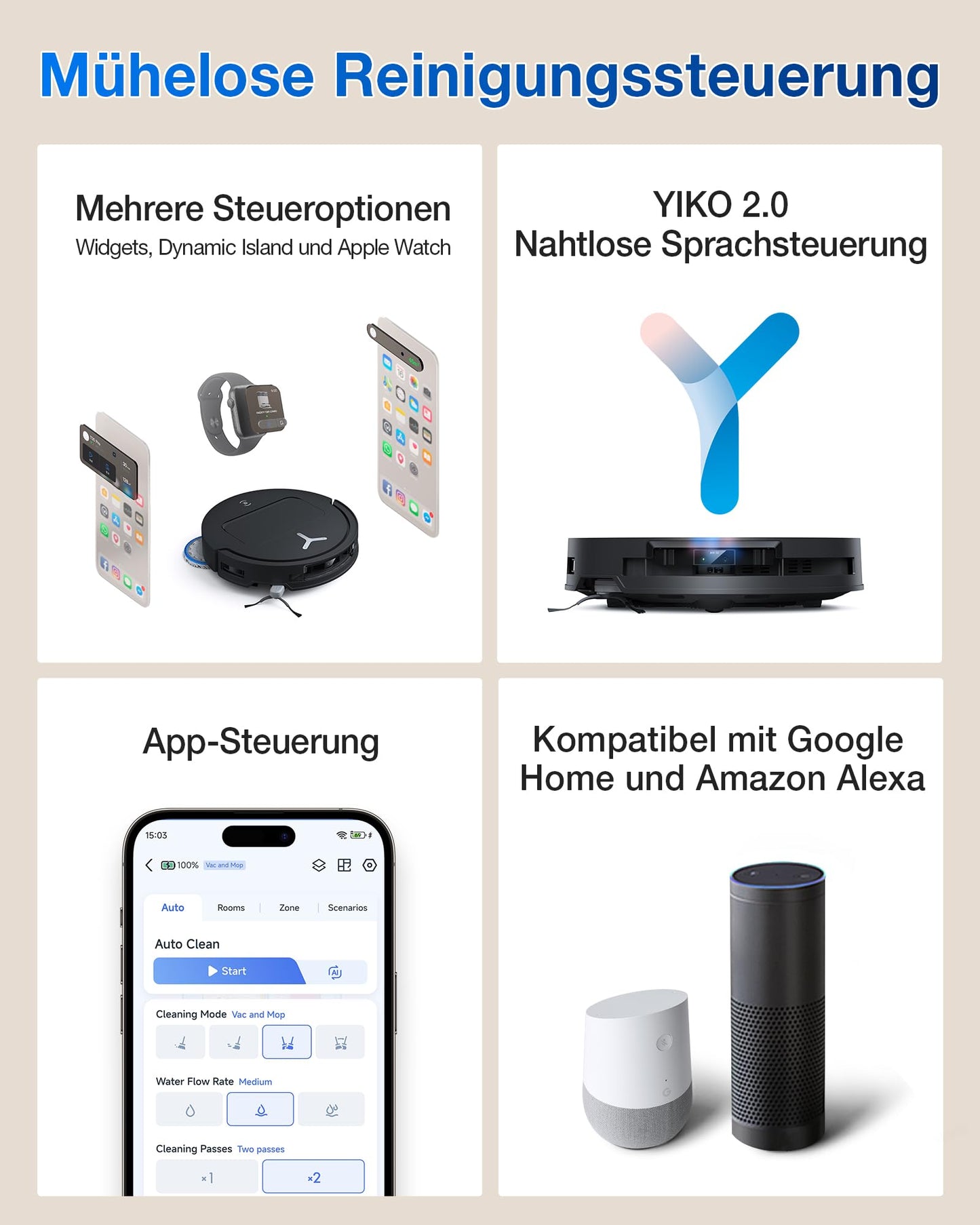 ECOVACS DEEBOT T50 Omni – Saug- und Wischroboter mit 15.000 Pa, ZeroTangle 2.0 & All-in-One Station