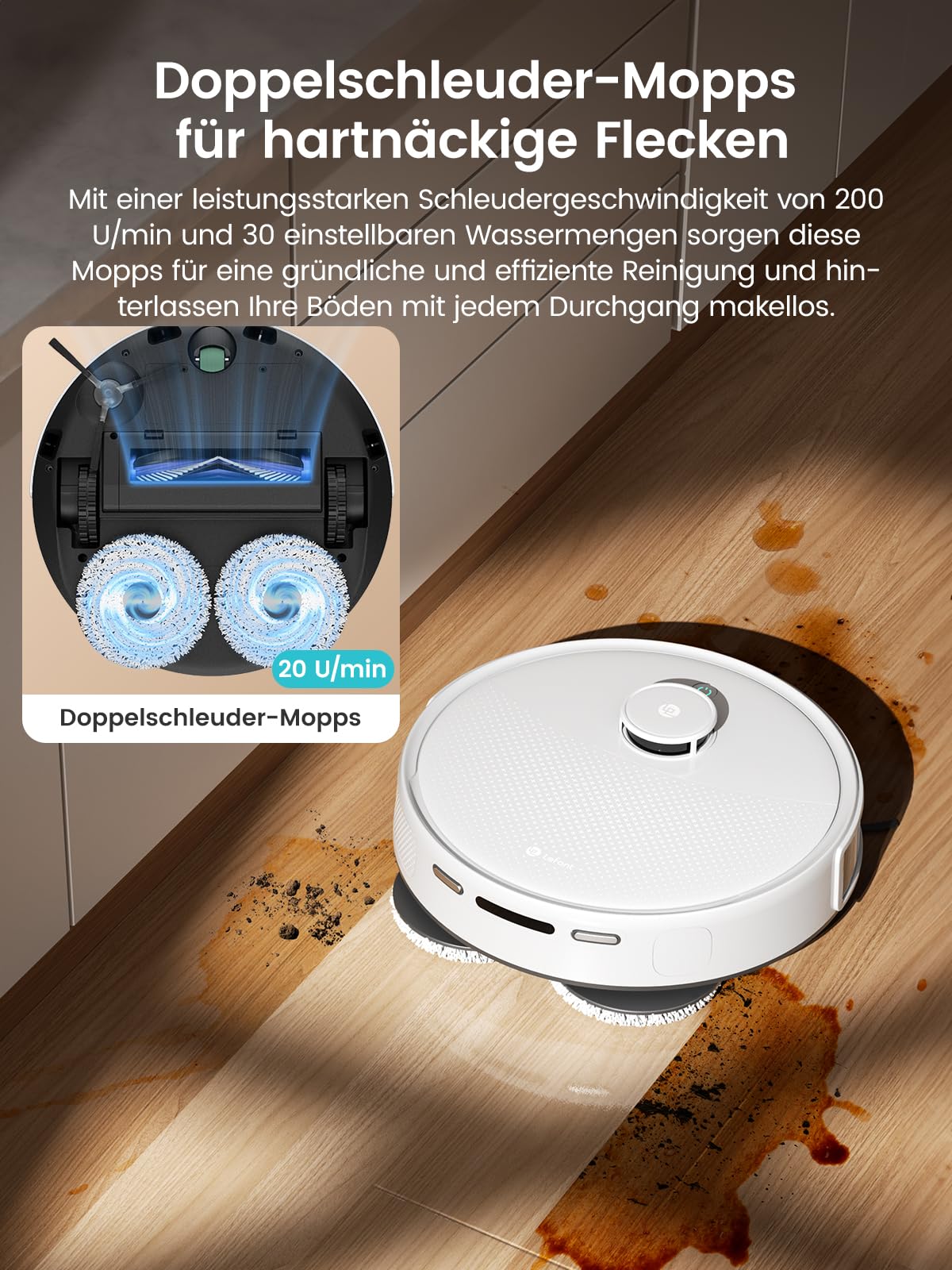 LEFANT M3 Gen2 Saugroboter 3-in-1 – 12.000 Pa, Wischfunktion, LiDAR, Selbstentleerung, App-Steuerung