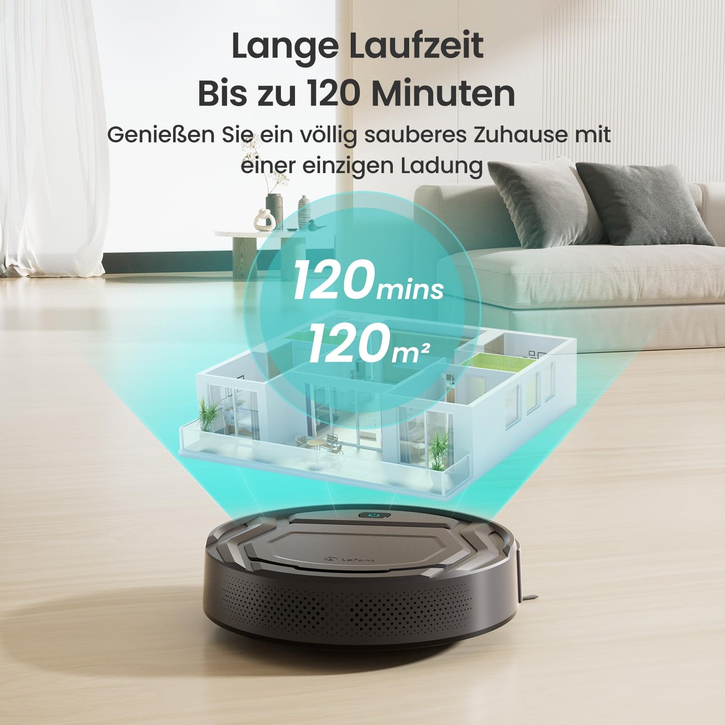 LEFANT M210P Superschlanker Saugroboter – WLAN & Alexa-kompatibel, Selbstaufladend, Leise für Teppiche, Tierhaare & Hartböden