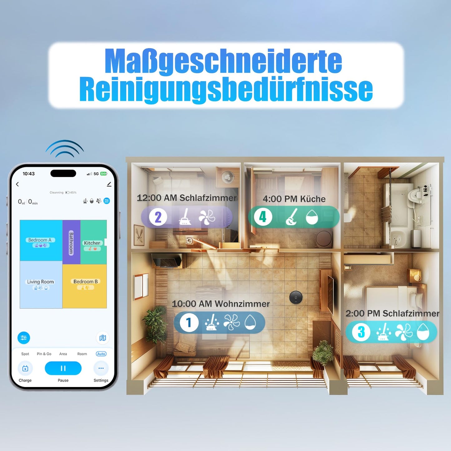FIXR 3.5L Saug- & Wischroboter mit Absaugstation – 180 Min Laufzeit