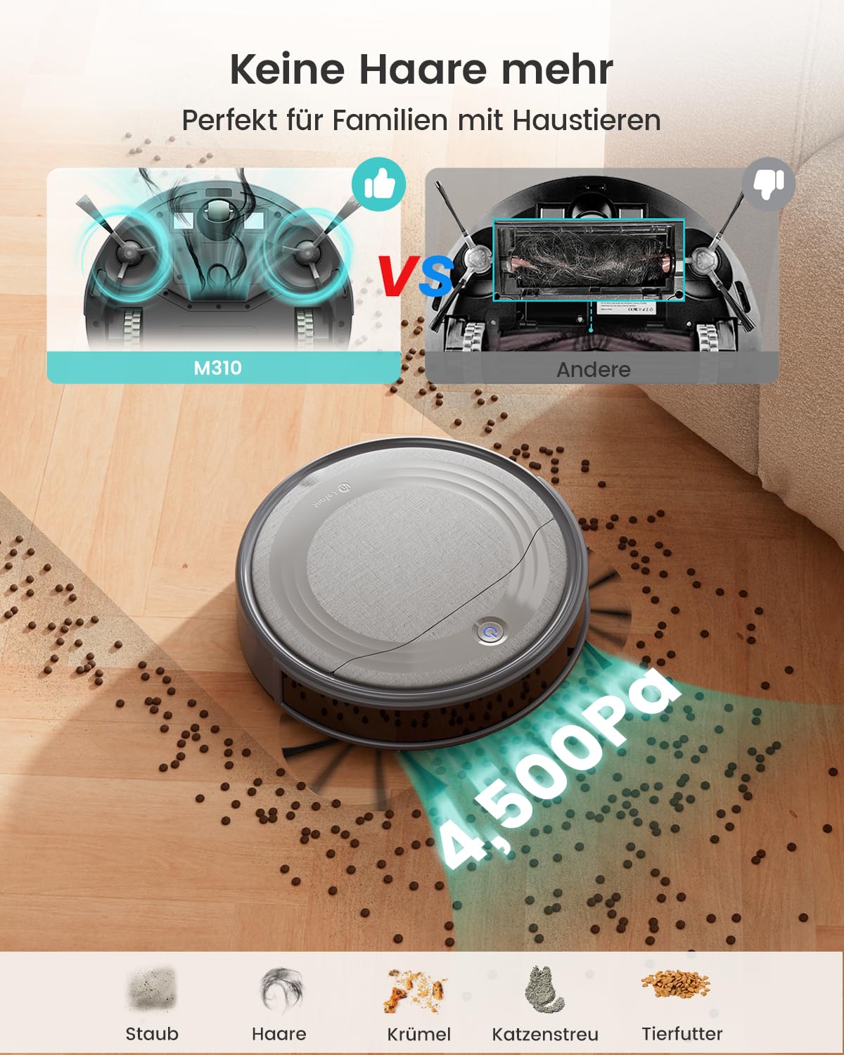 LEFANT M310G Saugroboter – 4500 Pa, PSD-Navigation, 180 Min Laufzeit, HEPA-Filter