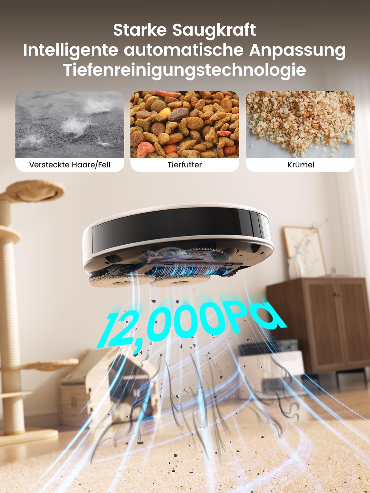 LEFANT M3 Gen2 Saugroboter 3-in-1 – 12.000 Pa, Wischfunktion, LiDAR, Selbstentleerung, App-Steuerung
