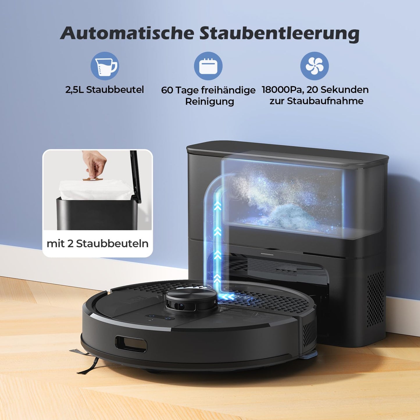 Lubluelu SL68 Plus Saug- & Wischroboter mit Absaugstation – 4500 Pa, 3-in-1 Reinigung, LiDAR, App & Alexa