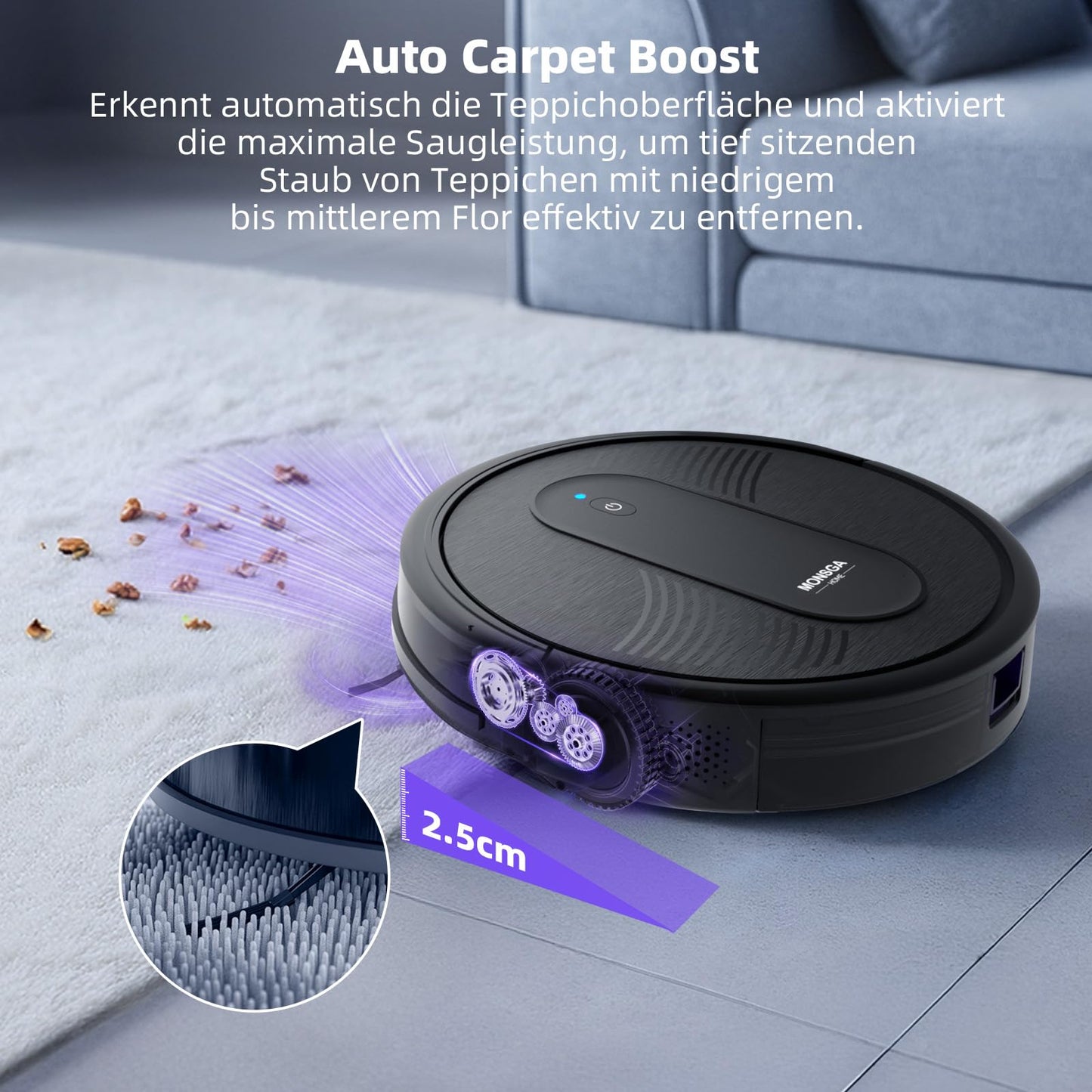 MONSGA 3-in-1 Saug- und Wischroboter, 3000 Pa, WiFi, 140 Min