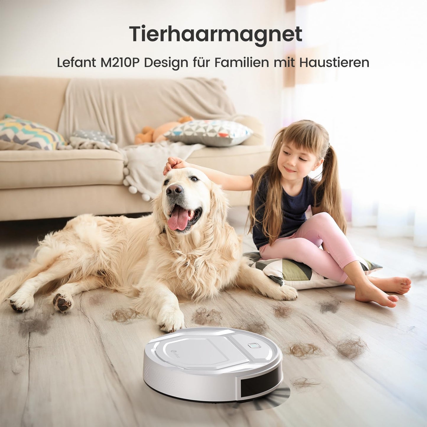 LEFANT M210 Superschlanker Saugroboter – 500 ml, WLAN, Alexa & App-Steuerung, Leise, für Tierhaare