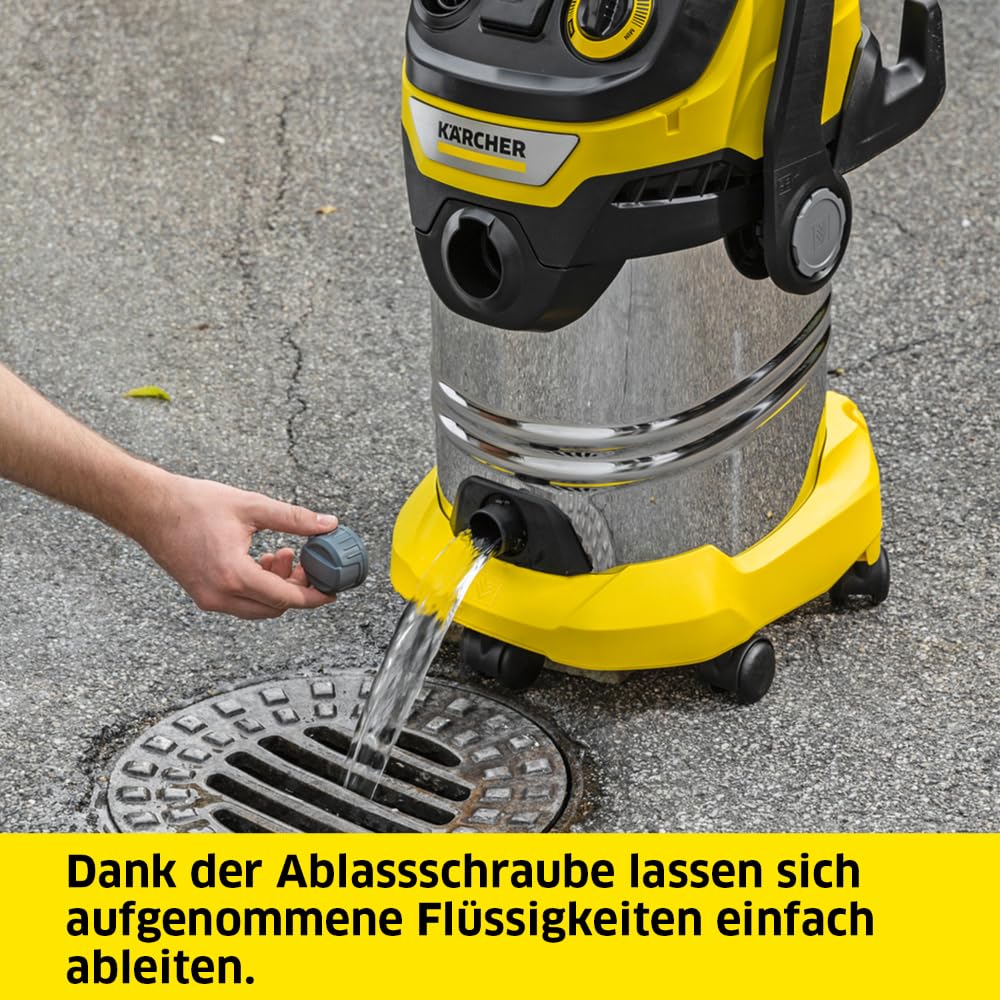 Kärcher WD 6 P S V Nass-/Trockensauger – 1300W, 30 L Edelstahlbehälter, Flachfaltenfilter, Blasfunktion