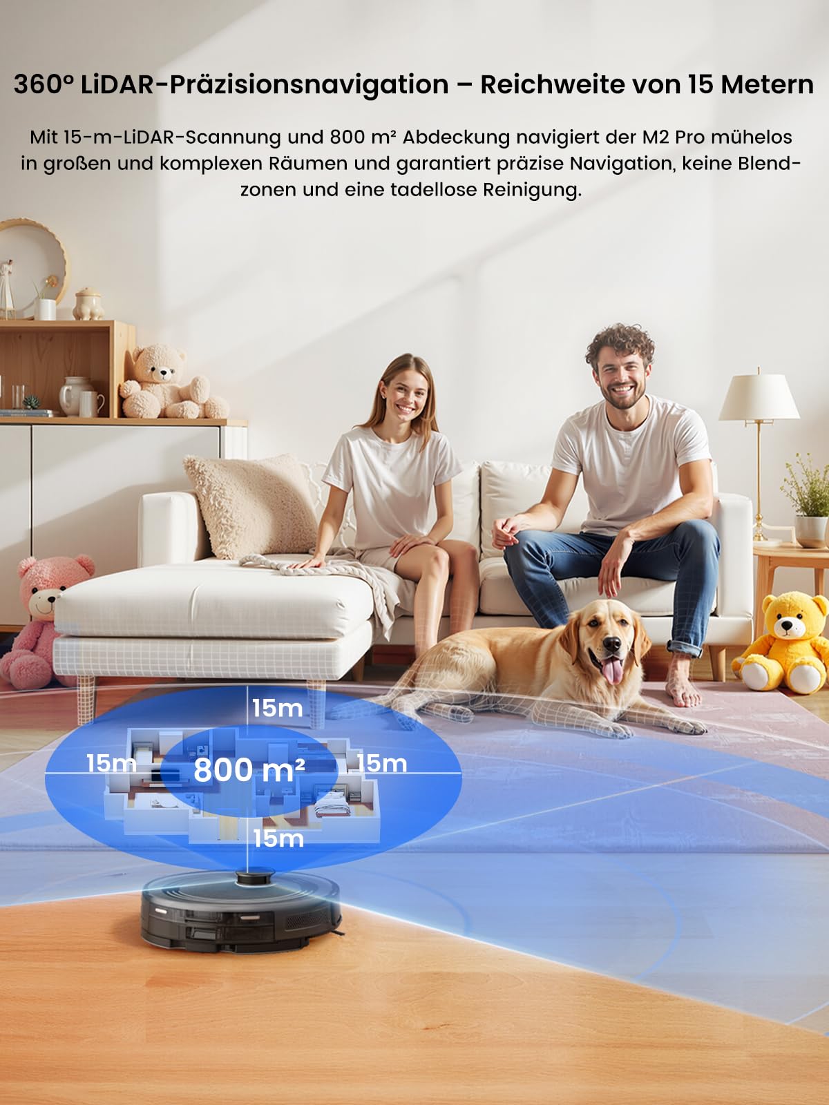 LEFANT M2 Pro Saugroboter 3-in-1 – 6.000 Pa, Wischfunktion, Auto-Absaugstation, LiDAR