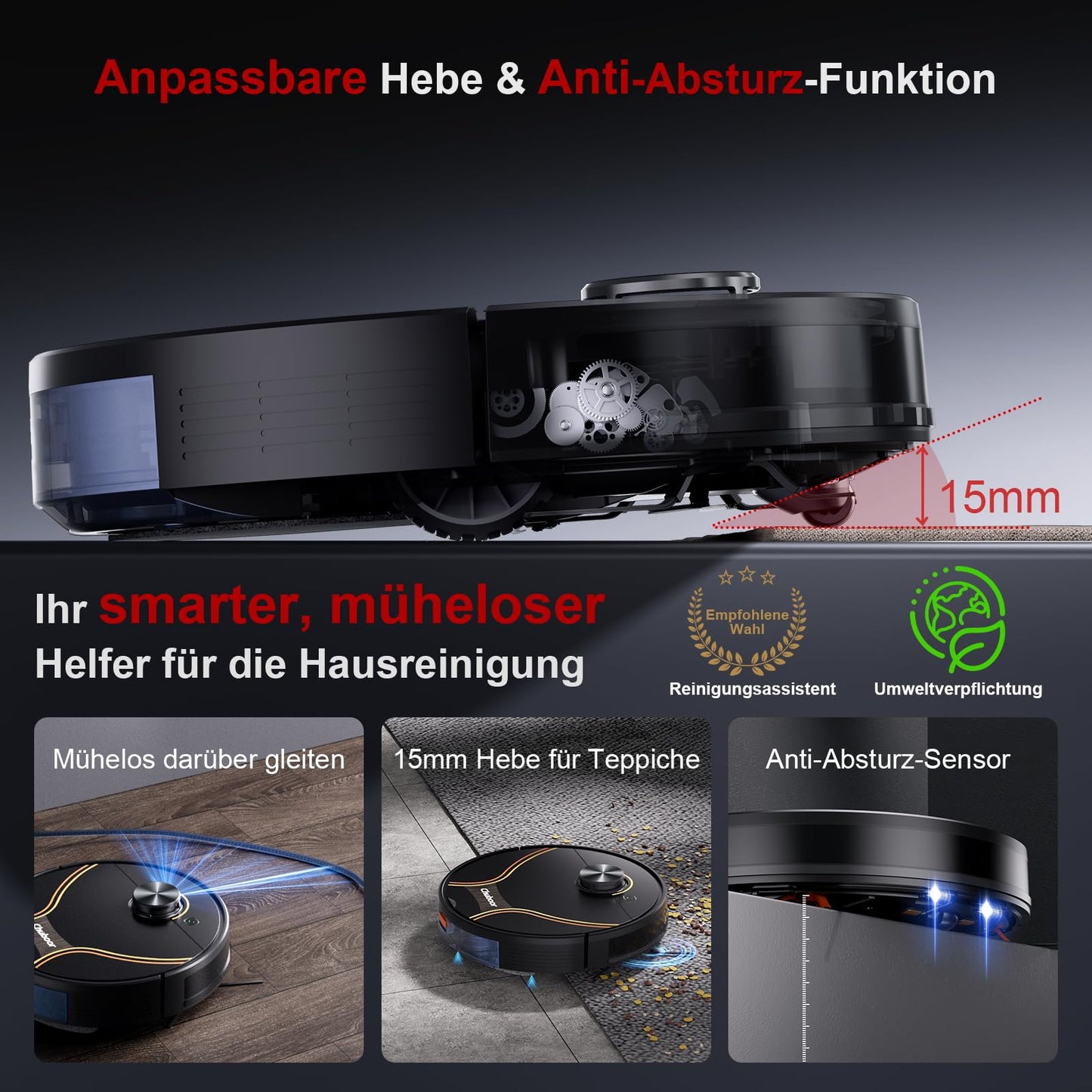 Chuboor J01 3-in-1 Saug- & Wischroboter – 6.500 Pa, LiDAR, App & Alexa, 150 Min Laufzeit