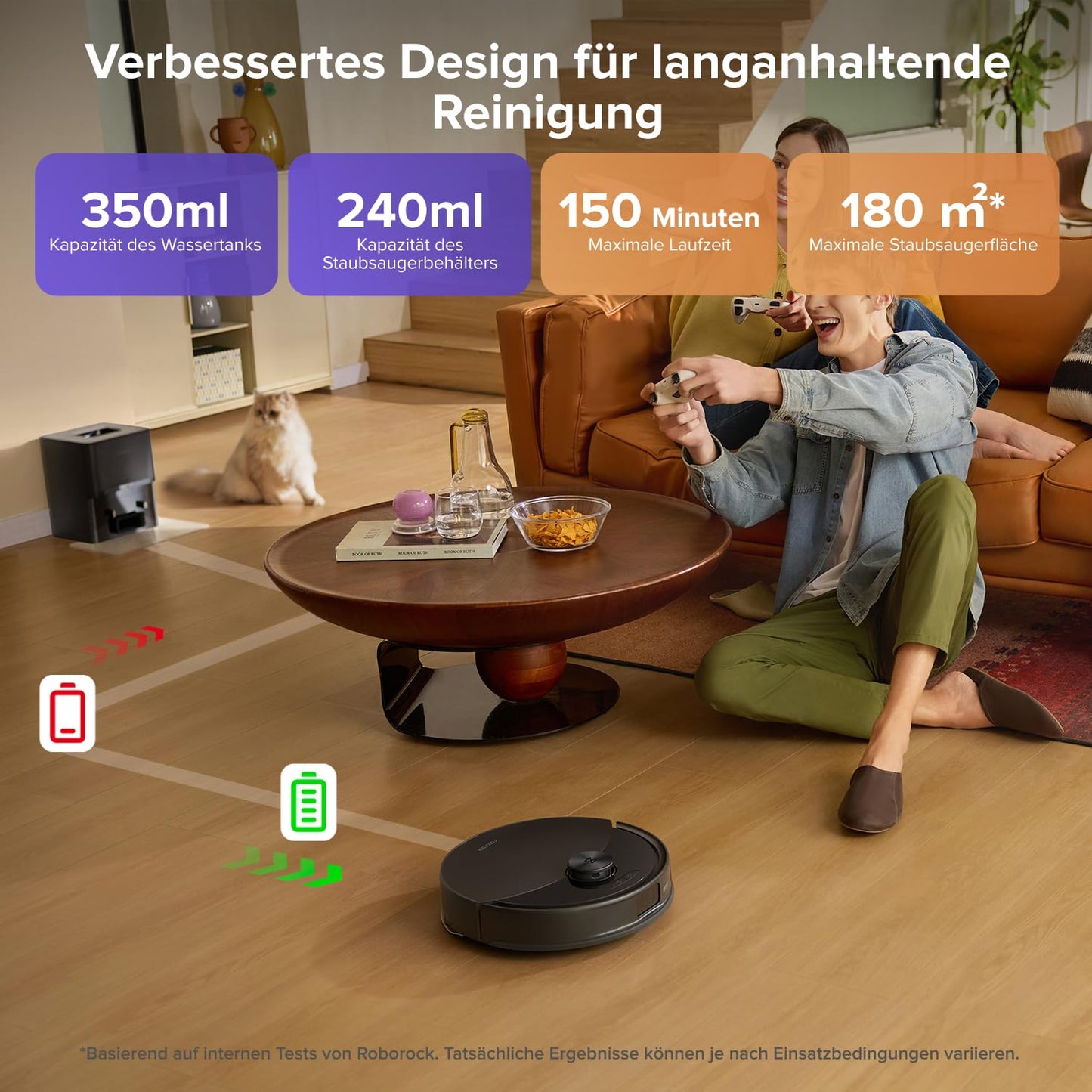 Roborock Q10 S5+ Saug- und Wischroboter, 10.000 Pa, Selbstentleerend
