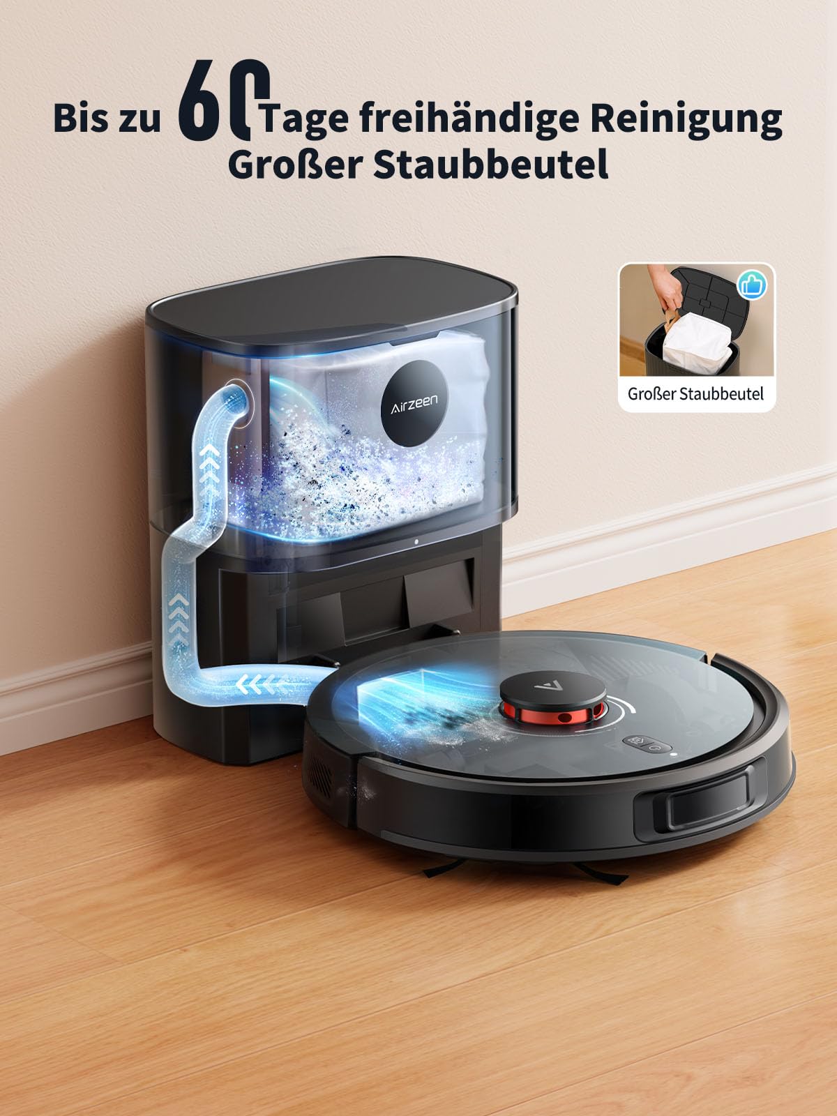 Airzeen Q10 Pro Saug- & Wischroboter mit Auto-Entleerung – 5000 Pa