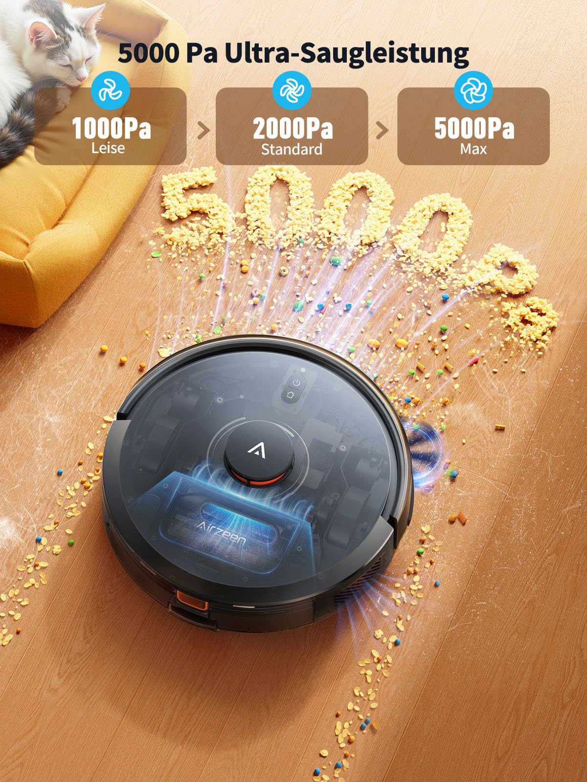 Airzeen Q10 Pro Saug- & Wischroboter mit Auto-Entleerung – 5000 Pa