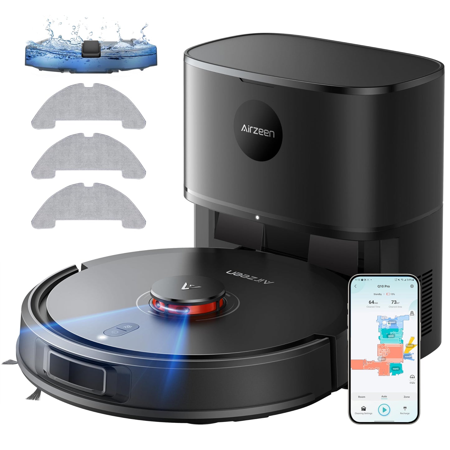 Airzeen Q10 Pro Saug- & Wischroboter mit Auto-Entleerung – 5000 Pa