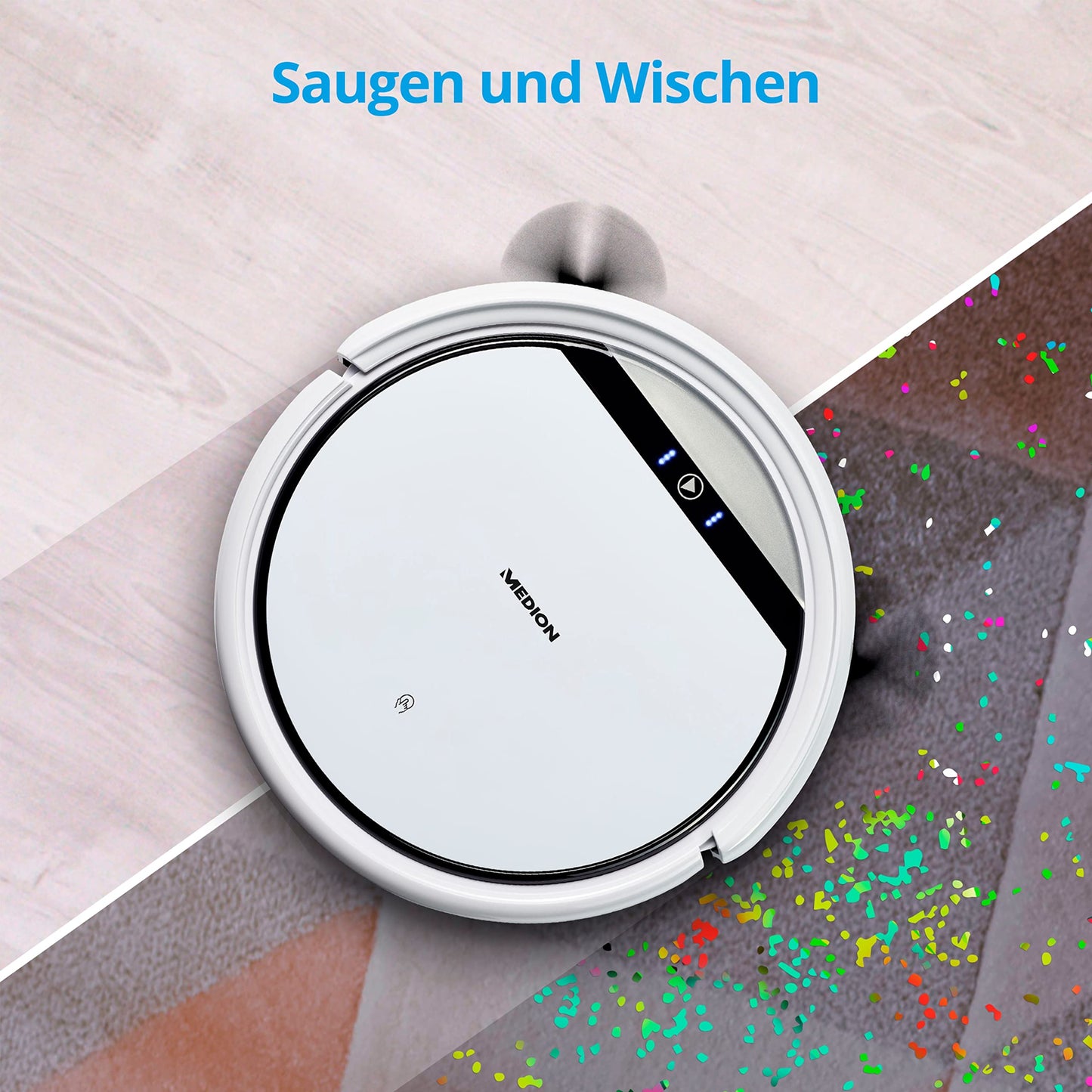 MEDION E32 SW Saug- & Wischroboter – 2-in-1, 120 Min Laufzeit