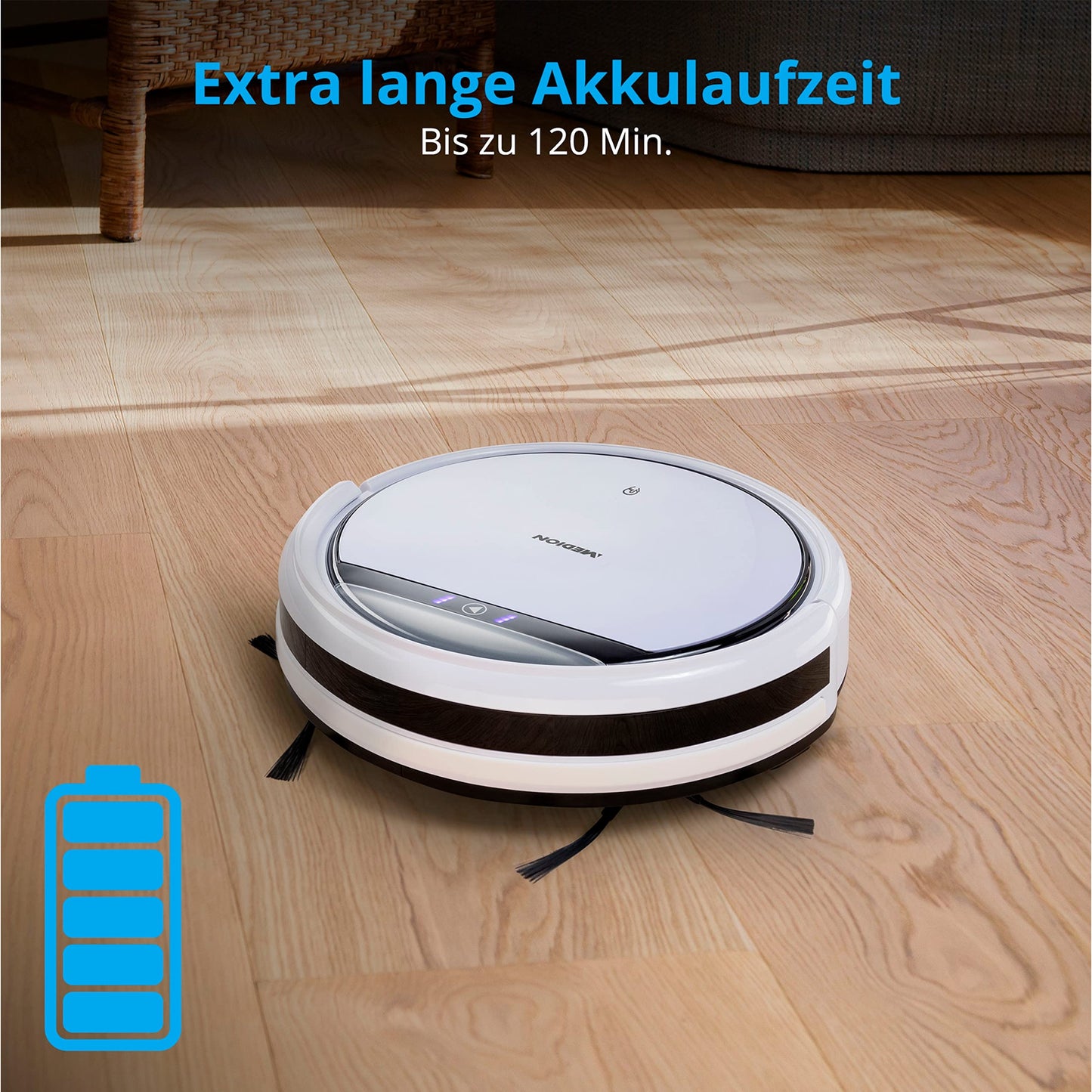 MEDION E32 SW Saug- & Wischroboter – 2-in-1, 120 Min Laufzeit