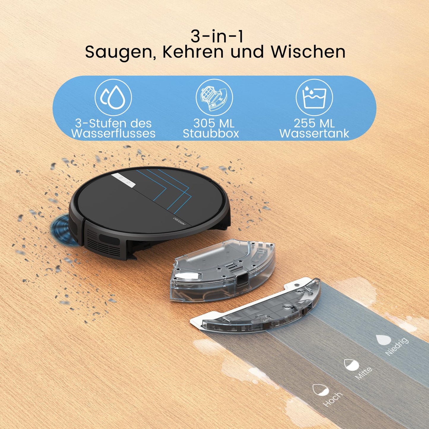 AIRROBO P30 Saug- & Wischroboter – 3000 Pa, 3-in-1 Reinigung
