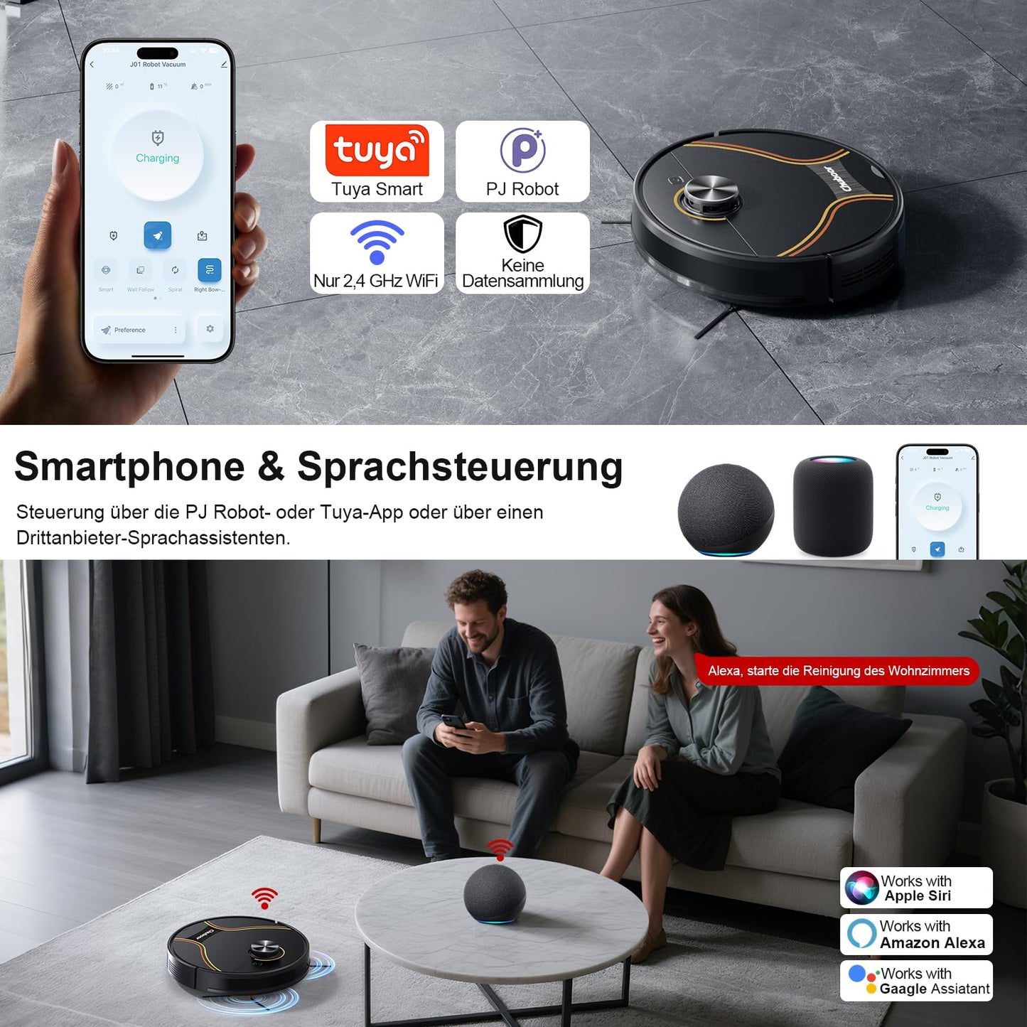 Chuboor J01 3-in-1 Saug- & Wischroboter – 6.500 Pa, LiDAR, App & Alexa, 150 Min Laufzeit