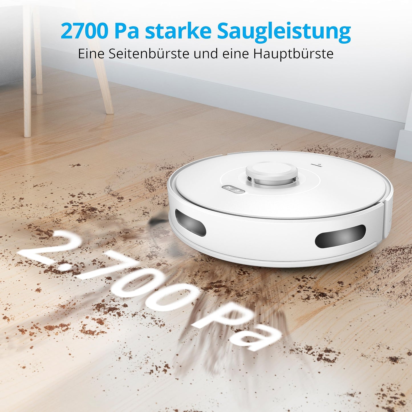 MEDION X10 SW Saug- & Wischroboter – 2.700 Pa, Lasernavigation, App & Sprachsteuerung