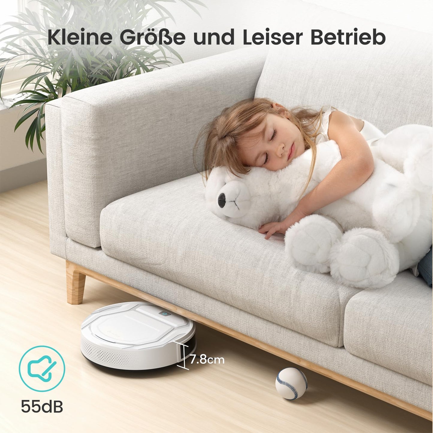 LEFANT M210 Superschlanker Saugroboter – 500 ml, WLAN, Alexa & App-Steuerung, Leise, für Tierhaare