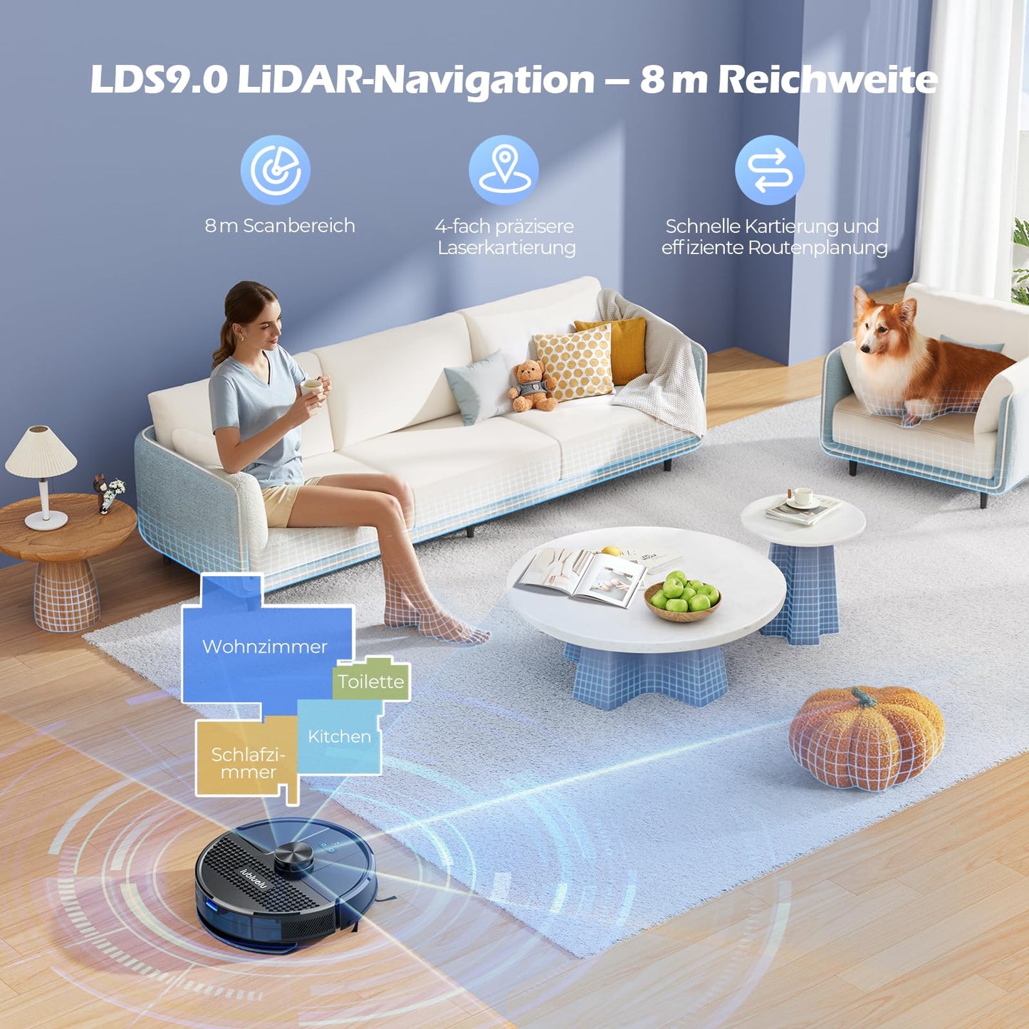 Lubluelu SL68 Plus Saug- & Wischroboter mit Absaugstation – 4500 Pa, 3-in-1 Reinigung, LiDAR, App & Alexa