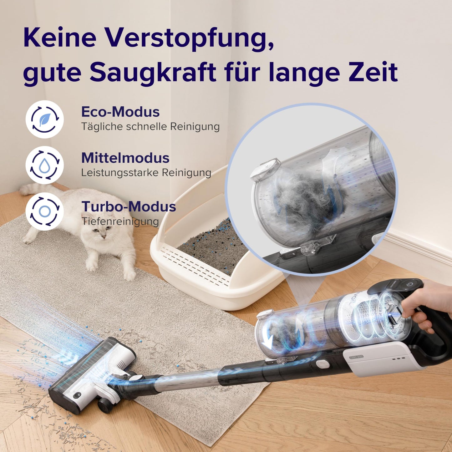 Levoit LVAC-200 Akku-Staubsauger – 4-in-1 Kabellos, Anti-Haar, 99,9 % Filterleistung