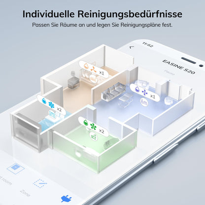 EASINE S20 Saugroboter mit Wischfunktion – Selbstentleerend, 5000Pa, App-Steuerung
