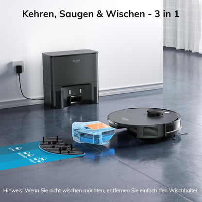 EASINE S20 Saugroboter mit Wischfunktion – Selbstentleerend, 5000Pa, App-Steuerung