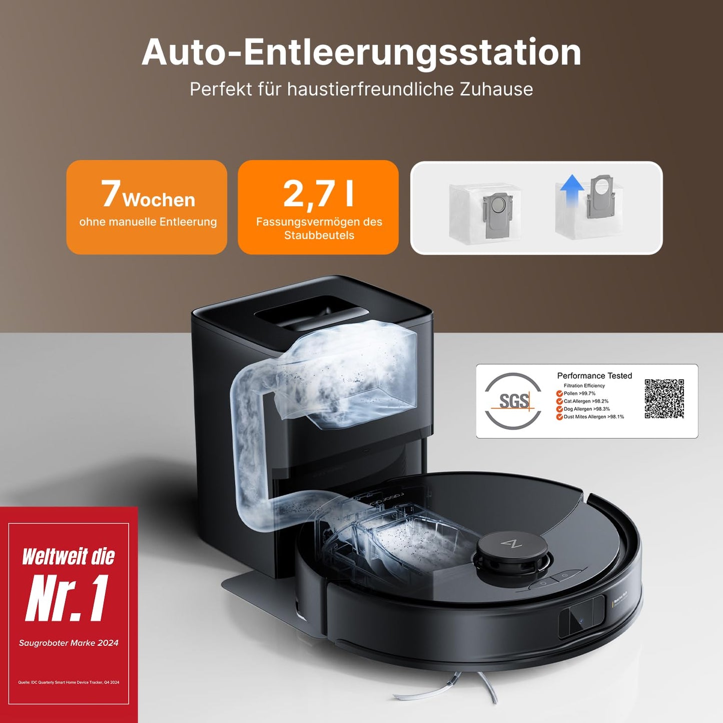 roborock Q10 X5+ Saug- und Wischroboter – 10.000 Pa, Auto-Entleerungsstation, Dual Anti-Tangle