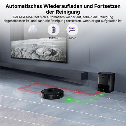MONSGA MS1 MAX Saug- & Wischroboter mit Absaugstation, 5000 Pa, 180 Min Laufzeit