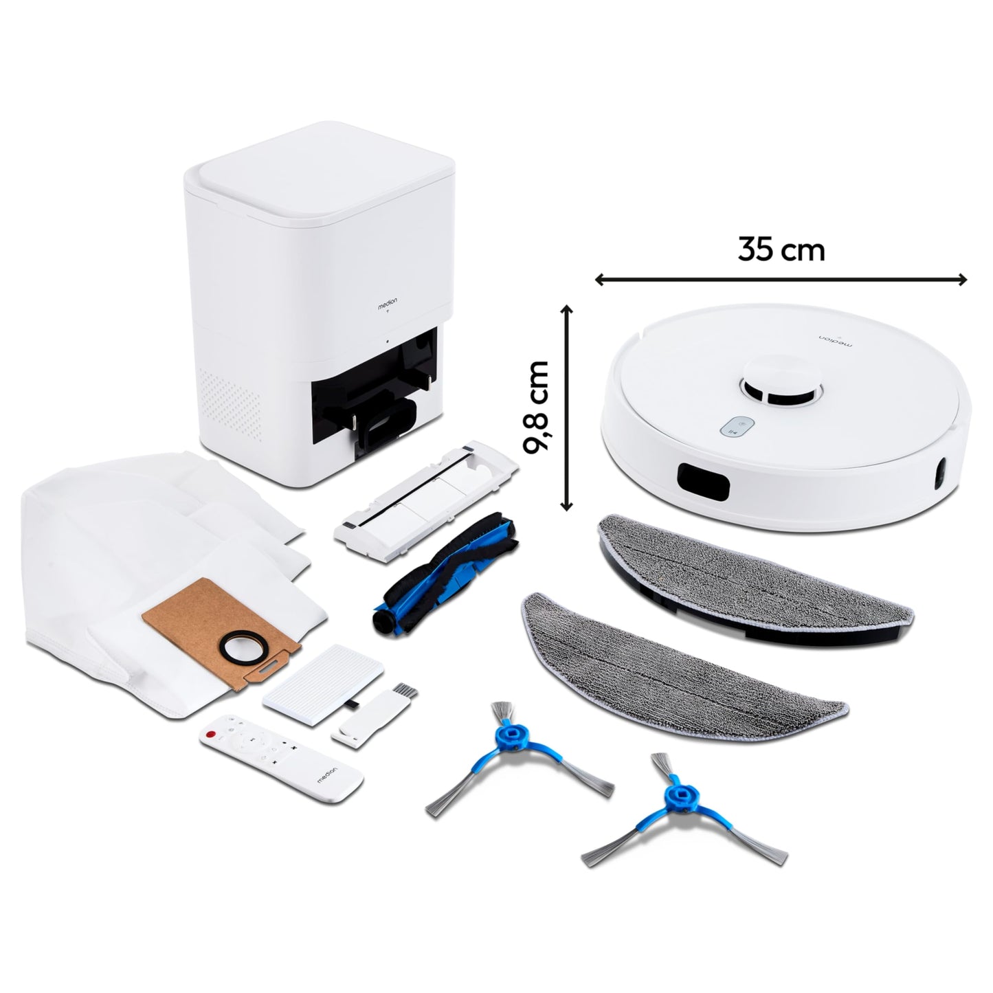 MEDION X41 SW+ Saug- und Wischroboter – 8.000 Pa, Auto-Entleerungsstation, Laser-Navigation