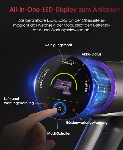 UNINELL Home Kabelloser Akku-Staubsauger – 550 W, 48 kPa, LED Touchscreen