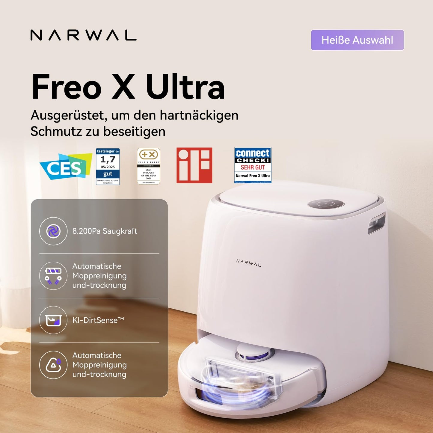 Narwal Freo X Ultra Saug- und Wischroboter – 8.200 Pa, Selbstreinigend, All-in-One-Station