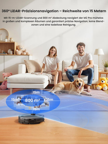 LEFANT M2 Pro Saugroboter 3-in-1 – 6.000 Pa, Wischfunktion, Auto-Absaugstation, LiDAR