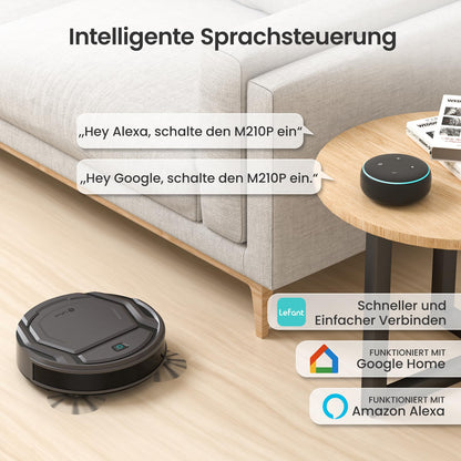 LEFANT M210P Superschlanker Saugroboter – WLAN & Alexa-kompatibel, Selbstaufladend, Leise für Teppiche, Tierhaare & Hartböden