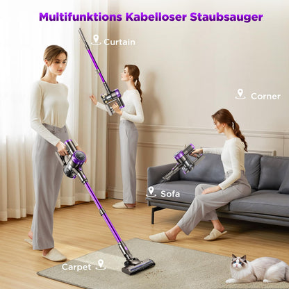 Kabelloser Akku-Staubsauger – 550W, 45.000Pa Saugkraft, LED-Display, 65 Min Laufzeit, Anti-Tangle-Bürste