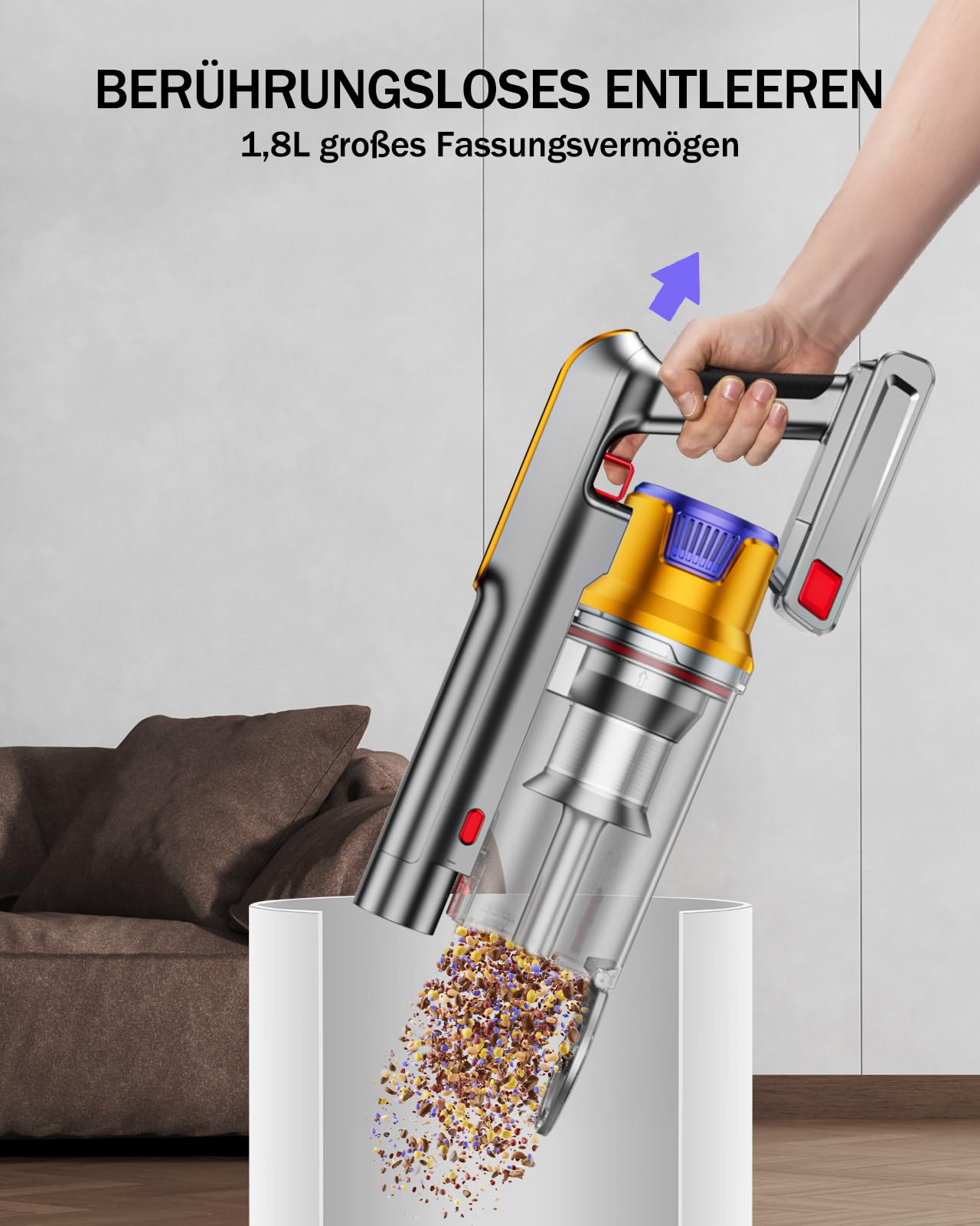 AOLOKO X15 Kabelloser Akku-Staubsauger – 50.000 Pa, LED, Anti-Tangle