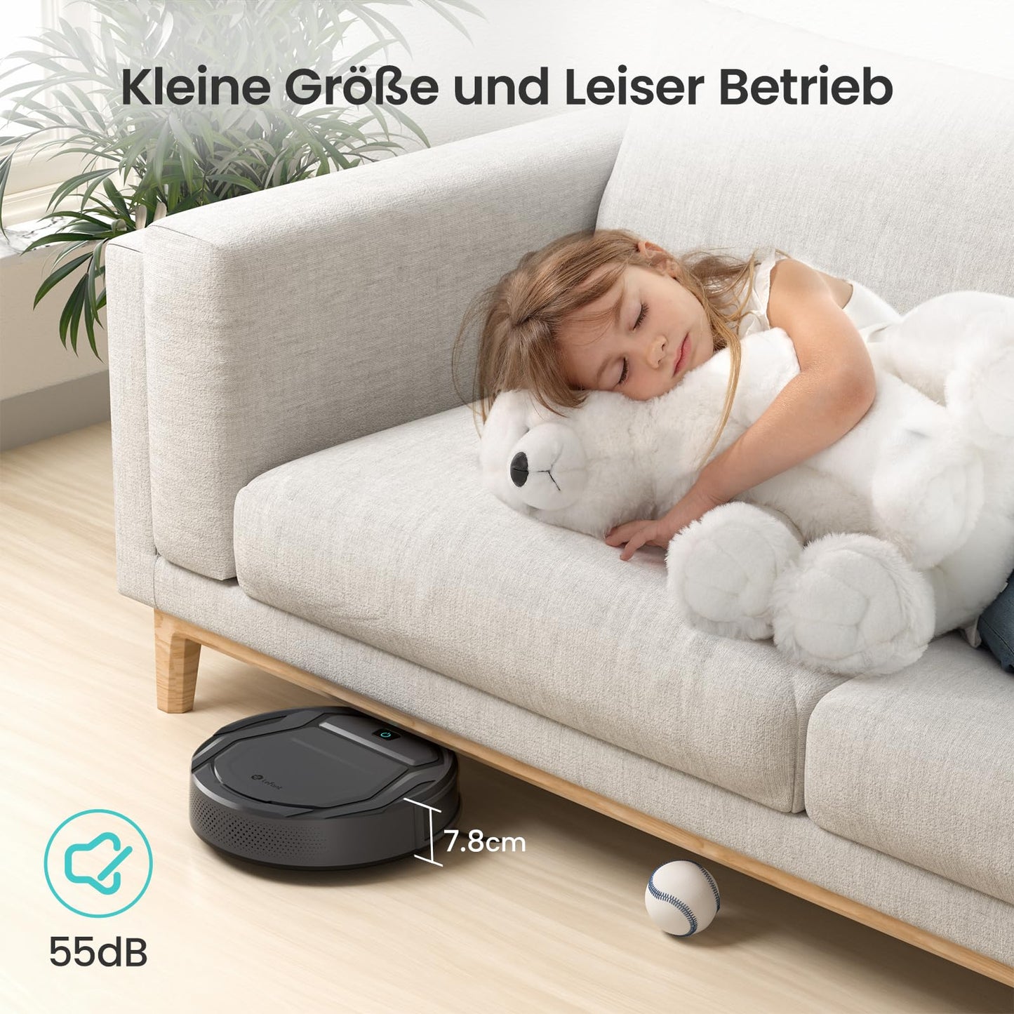 LEFANT M210P Superschlanker Saugroboter – WLAN & Alexa-kompatibel, Selbstaufladend, Leise für Teppiche, Tierhaare & Hartböden