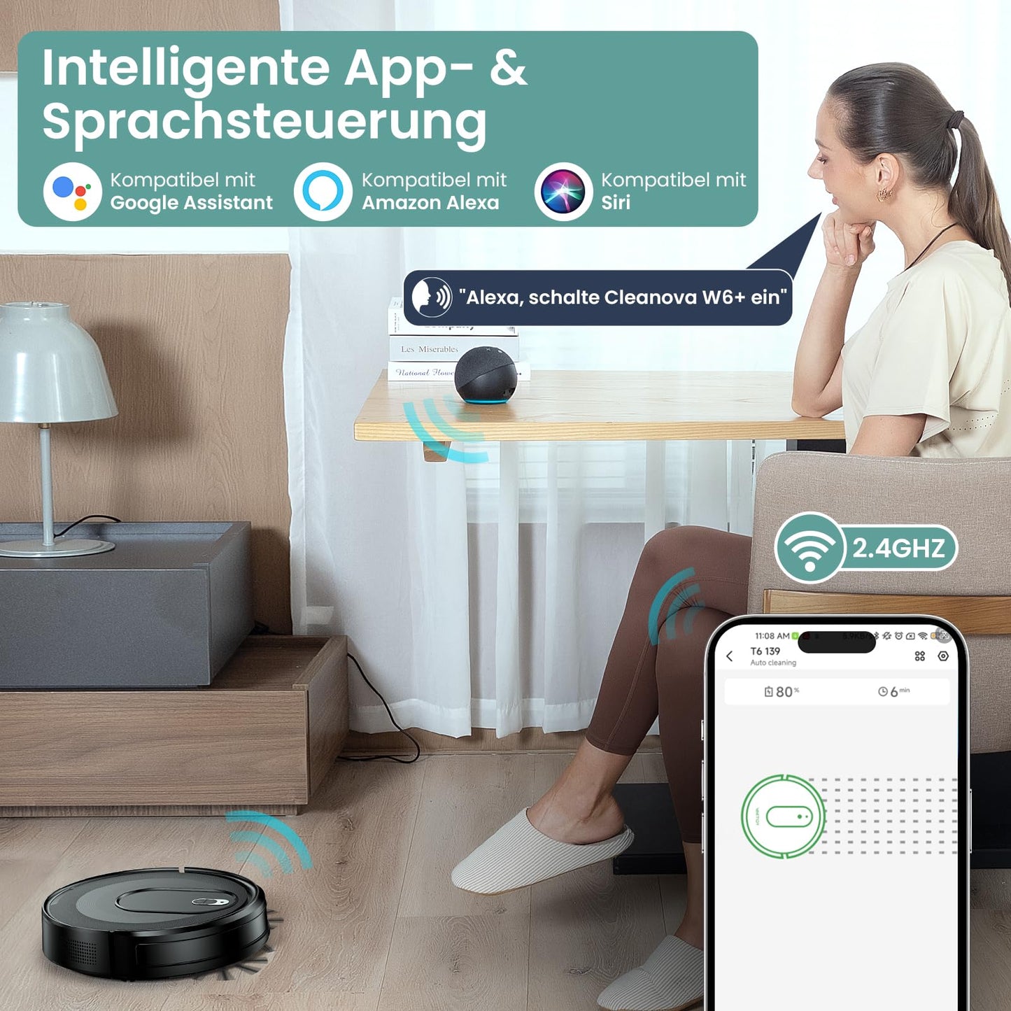 Vexilar W6+ Saugroboter – 2800 Pa, Tierhaarfreundlich, App & Sprachsteuerung