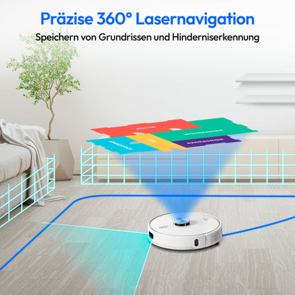 MEDION X41 SW+ Saug- und Wischroboter – 8.000 Pa, Auto-Entleerungsstation, Laser-Navigation